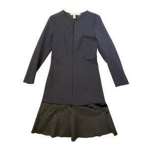 Dorothee Schumacher Navy Blue and Black Velvet Dress - Long Sleeve - Size S